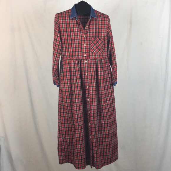 Match Dresses & Skirts - Match Vintage Button Front Flannel Dress